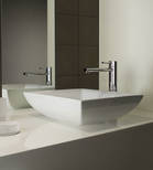 Gessi Home Collection Aufsatzwaschtisch wei�, art. 37503.516, kombiniert mit einem Ovale Catino-Waschtischmischer chrom