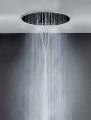 Privatewellness Minimali Tondo Kopfbrause rund mit drei verschiedenen Strahlarten, Tropenregen, Wasserfall und Spr�hnebel 40547+40454