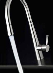 Gessi Just Light K�chenarmatur in chrom, art. 20580.031, Auslauf um 170� drehbar, in wei�er Farbe beleuchtetes Wasser