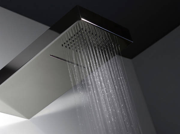 Gessi Segni Rettangolo Kopfbrause zur Wandmontage, 470x216mm art. 32863.238 mit zwei Strahlarten, Regen und Wasserfall