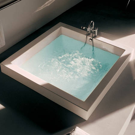Grande Quadra, Kos Italia, Design Ludovica & Roberto Palomba, Badewanne mit Whirlsystem, Gr��e 1800x1800x600mm, Farbe wei�