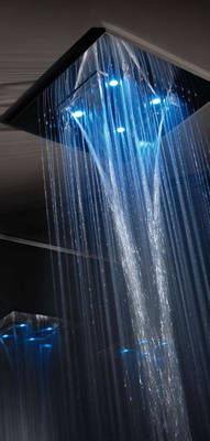 Gessi Privatewellness Colour Kopfbrause, art. 32849 (UP-Teile) + art. 32948 (Sichtteile), Gr��e 35x35cm, deckenb�ndiger Einbau, Oberfl�che: Edelstahl Hochglanz (auch in Edelstahl geb�rstet erh�ltlich), Funktionen: Regen, Spr�hregen, 1 Wasserfall