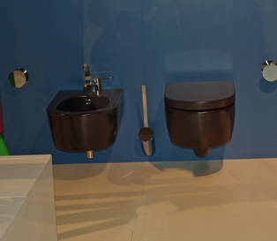 Flaminia Link WC wandh�ngend art. 5051/WC und Flaminia Link Bidet wandh�ngend art. 5051/B, in Farbe schwarz matt / grafite
