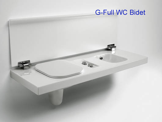 GFull WC Bidet mit klappbarere Abdeckung inkl. softclose in wei�, Gr��e 1400x500mm, die Sitzfl�che ist auch als Ablagefl�che nutzbar