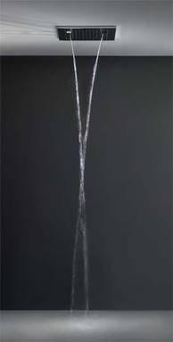 Gessi Privatewellness Minimali Tellerkopfbrause, 50x50cm, art. 32856 (UP-Teile) + art. 32925.238 (Sichtteil) mit drei Funktionen, Regen, Nebel und 1 Wasserfall im Bild die Funktion Wasserfall