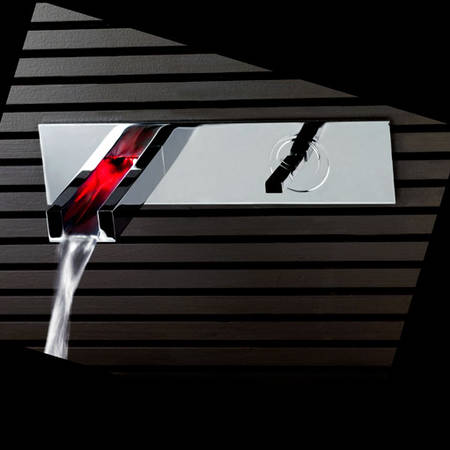 Gessi Rettangolo Colour Wandarmatur chrom, Auslaufl�nge 135mm, mit LED beleuchtete Armatur, die Farbe richtet sich nach der Temperatur des Wassers, art. 30986.031
