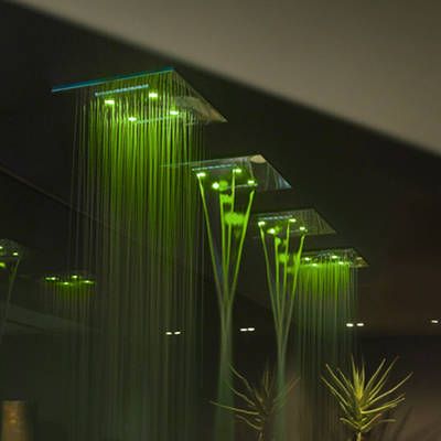 Gessi Colour LED Deckenbrause, Gr��e 500 x 500 mm, beleuchtetes Led-Farblicht, Funktionen Regenfall, 1 Wasserfall, Nebel bzw. Spr�hregen,  Oberfl�che Edelstahl Hochglanz, art. 32855 (UP-Teile) + art. 32927.238 (Sichtteil), Einbau in die Decke oder Zwischendecke