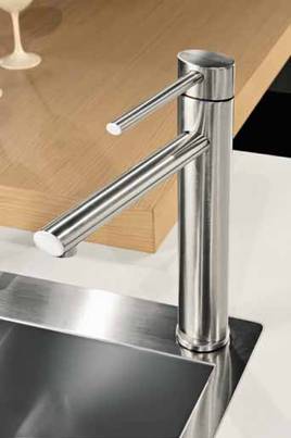 Gessi Ovale K�chenmischer Edelstahl geb�rstet Finox, Auslauf um 120� drehbar, art. 26001.149, auch in chrom erh�ltlich