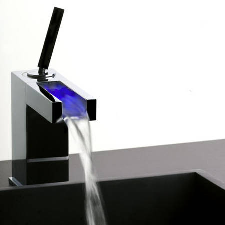 Gessi Rettangolo Colour Waschtischarmatur chrom mit LED Farblicht, LED beleuchteter Waschtischmischer, art. 30902.031