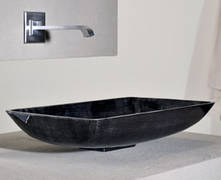 Gessi Mimi Home Collection Aufsatzwaschtich in Alumix schwarz / silber, art. 37565.031, kombiniert mit Mimi Wandarmatur