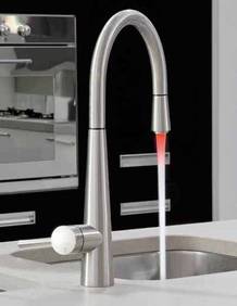 Gessi Colour LED beleuchtete Sp�ltischarmatur in Edelstahl geb�rstet, art. 20579.149 170� drehbarer Auslauf