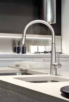 Gessi Just K�chenarmatur in Edelstahl geb�rstet Finox, art. 20577.149, Auslauf 170� drehbar, auch in chrom erh�ltlich