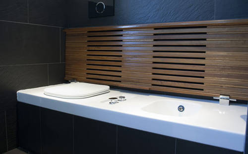 G-Full WC und Bidet in einem Teil vereint, mit Abdeckung zum Sitzen oder Liegen, mit Teak-Holz oder Kunststoff-Abdeckung