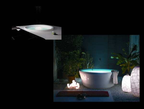 Geo 180 freistehende Badewanne, Kos Italia, Design Ludovica & Roberto Palomba, Gr��e �1800x700mm, Farbe wei�, ausgestellt in unserer B�derausstellung Brixen