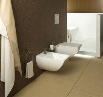 Gessi Mimi Home Collection Bidet wandh�ngend, art. 37515 kombiniert mit einem Mimi Bidetmischer chrom, art. 31107.031