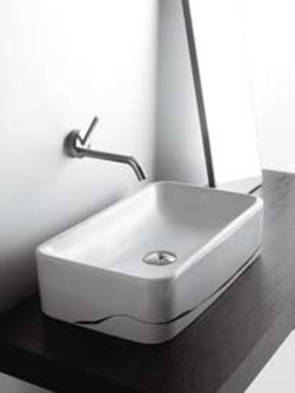 Flow Aufsatzwaschtisch wei�, 50x29cm wei�, mit Dekor (auch ohne Dekor erh�ltlich)