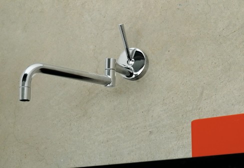 Serie Isystick, Zucchetti Rubinetteria, Design Matteo Thun, Sp�ltisch-Unterputz-Einhebelmischer mit Schwenkauslauf, art. ZP1620 + R99618, Oberfl�che verchromt