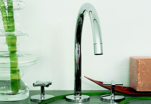 Serie Isyarc, Zucchetti Rubinetterie, Design Matteo Thun, Waschtisch-Dreiloch-Batterie, art. ZD3434, Oberfl�che chrom