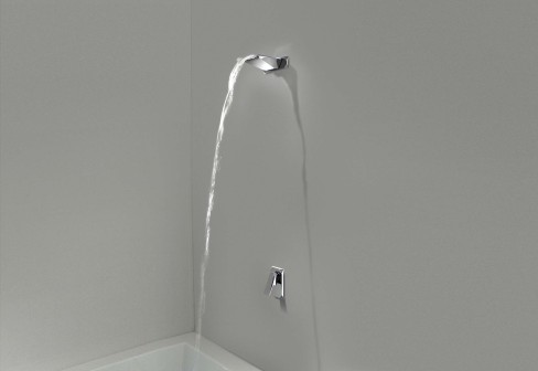 Serie Wosh, Zucchetti Rubinetti, Design William Sawaya, Kopfbrause mit Wasserfallstrahl, art. Z93740, Oberfl�che verchromt, UP-Brause-Einhebelmischer, art. ZW1624 + R99613, Oberfl�che verchromt