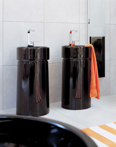 Flaminia Twin Column, freistehender Waschtisch �42cm, art. 5050/COLC + 5050/42C, Farbe schwarz